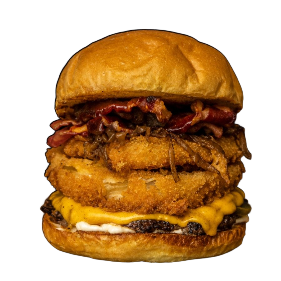 La Bartemon de Bartemon 157: pan tostado en mantequilla, smashburger de 120 g, queso americano, aro de cebolla crispy y tocino